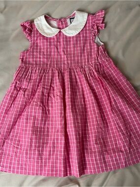 Busy Bees Pink Plaid Peter Pan Collar Girls' Dress